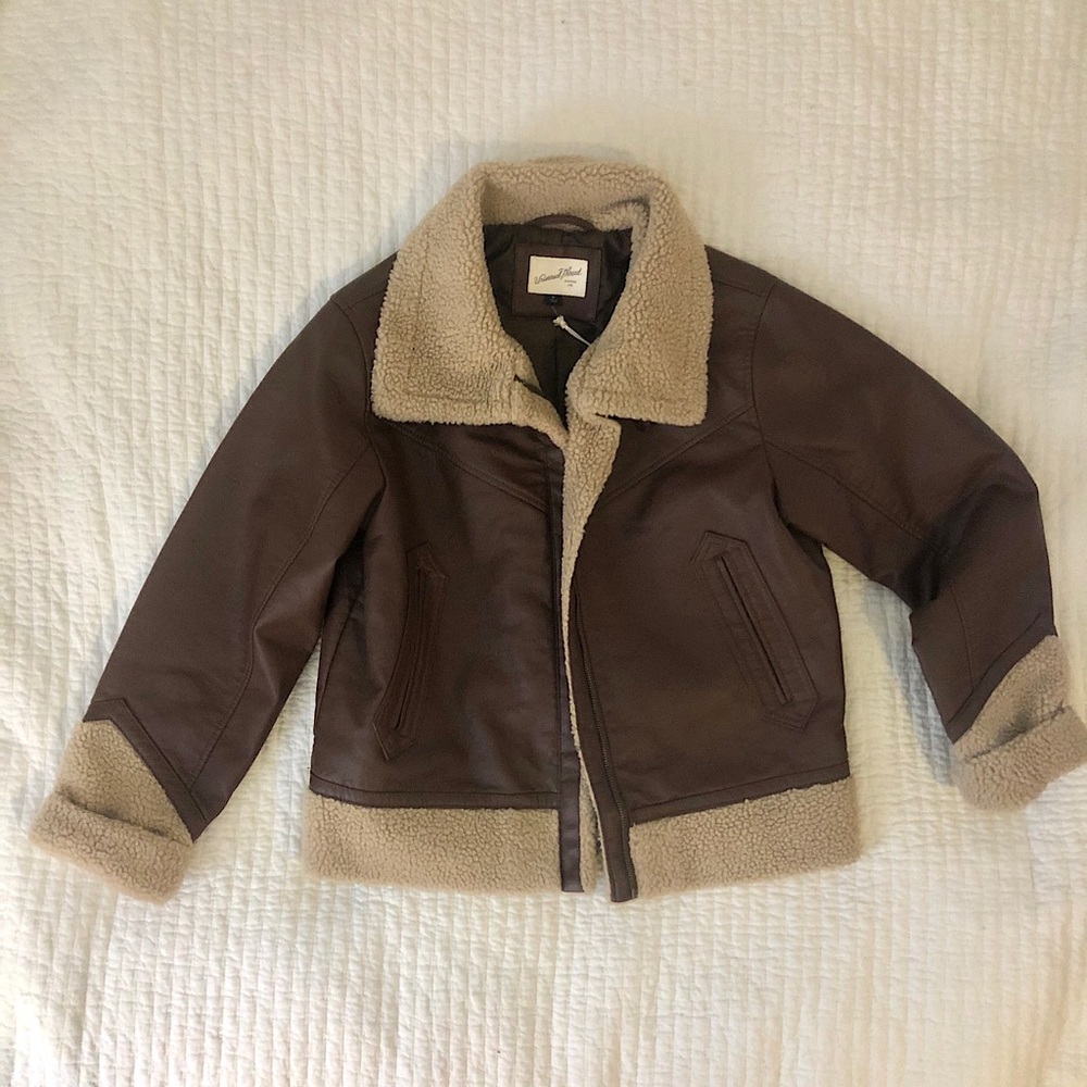 NWT Moto Jacket, Brown Leather and Sherpa
